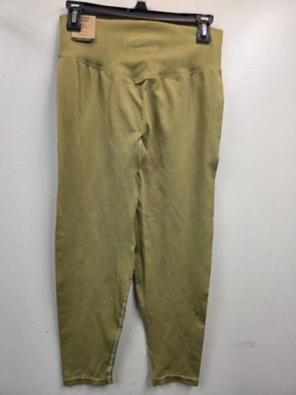 PINK Active High Rise Seamless Ribbed Knit Pocket 7/8 Tight Leggings Green L